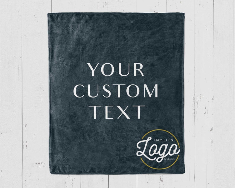 Custom Logo Blanket personalized with text, minky sherpa fleece throw corporate gift for employee retirement or promotion