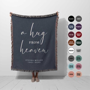 Memorial Blanket Gift A hug from heaven custom cotton throw blanket Personalized memorial gift, sympathy, grief, bereavement, loss of mother