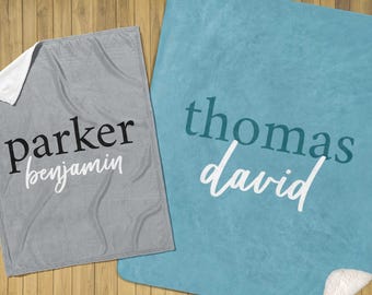 Kids Name Blanket for Boy: Personalized Throw for Boys, Baby, Toddler Gift, Soft Minky or Sherpa