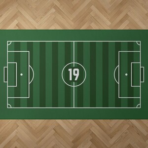 custom soccer football field play mat rug personalized with name or sports jersey number