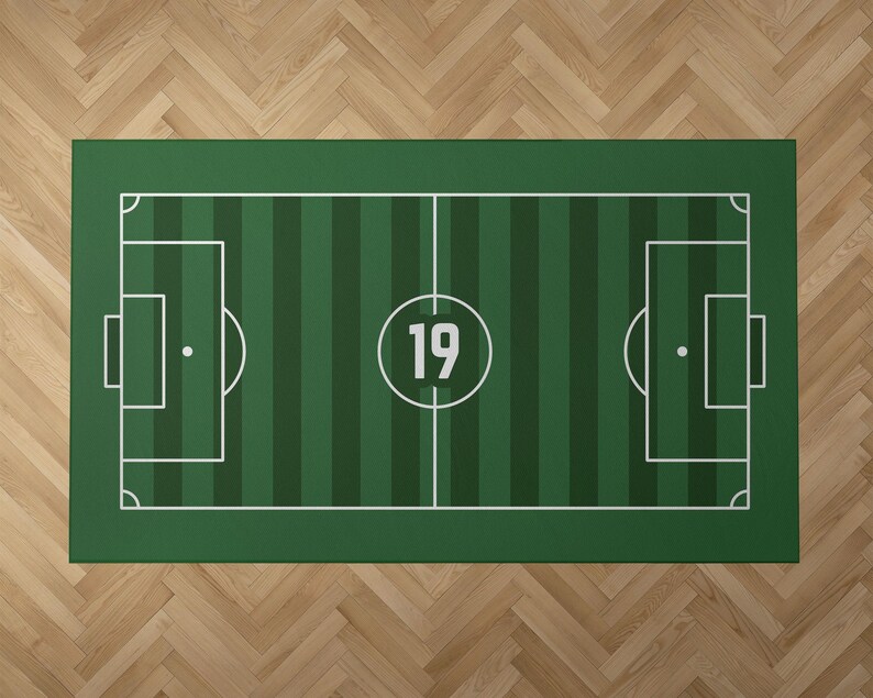 custom soccer football field play mat rug personalized with name or sports jersey number