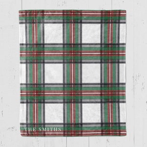 custom plaid christmas throw blanket personalized with last name