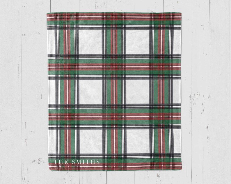 custom plaid christmas throw blanket personalized with last name
