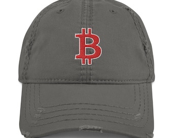 Boston Red Sox Style Bitcoin Distressed Dad Hat