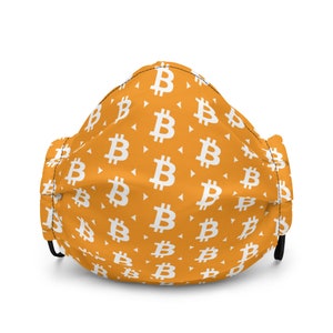 Bitcoin V1 Premium Orange Face Mask BTC Cryptocurrency image 2