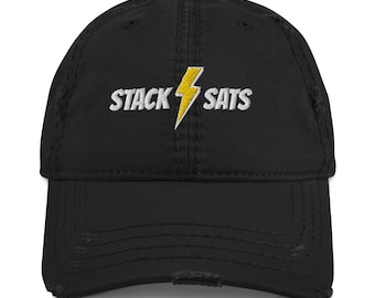 Stack Sats - Bitcoin Lightning Network Distressed Dad Hat