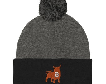 Bullish Bitcoin Pom-Pom Beanie - BTC Bull Hat