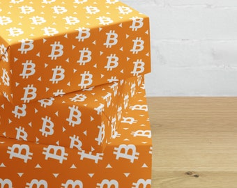 Bitcoin Wrapping Paper Sheets - BTC Crypto Holiday Birthday Gift Wrap -