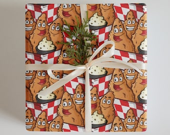 Chicken Tenders Wrapping Paper Sheets - Tendies Gift Wrap - Foodie Food Lover Gifts