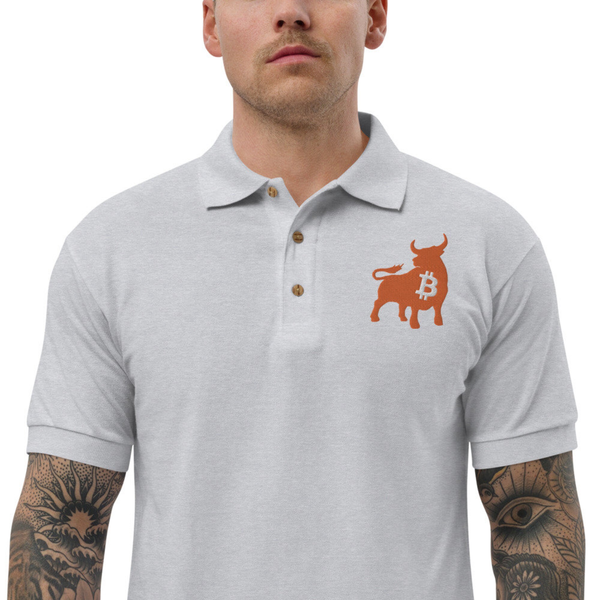 Bullish Bitcoin Embroidered Polo Shirt - BTC Bull