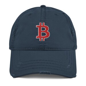 Boston Red Sox Style Bitcoin Distressed Dad Hat