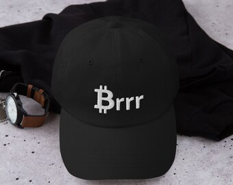 Brrr Bitcoin - BTC Dad Hat - Crypto Merch - White Letters
