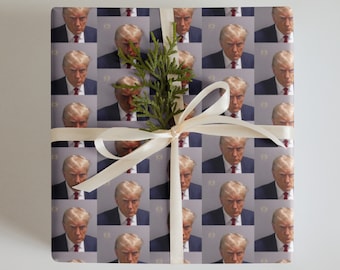 Donald Trump Mugshot Wrapping Paper Sheets - MAGA Gift Wrap