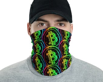 Rainbow Bitcoin Neck Gaiter Face Mask V6