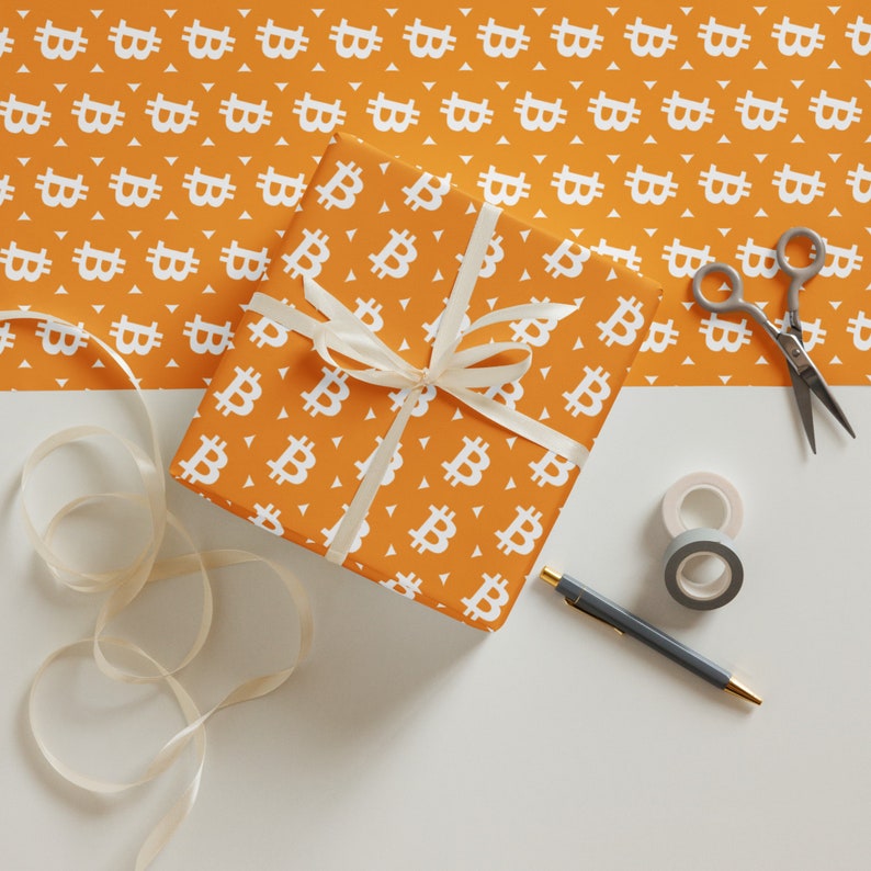 Bitcoin Wrapping Paper Sheets - BTC Holiday Birthday Gift Wrap