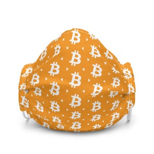 Bitcoin V1 Premium Orange Face Mask BTC Cryptocurrency image 1