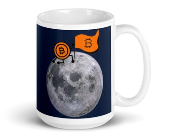 Bitcoin On The Moon Coffee Mug - BTC To The Moon - Crypto Tea Cup