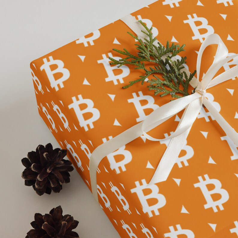Bitcoin Wrapping Paper Sheets - BTC Holiday Birthday Gift Wrap