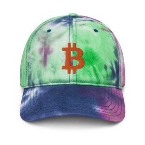 Tie Dye Bitcoin Hat - BTC Adjustable Headwear Colorful Rainbow Crypto