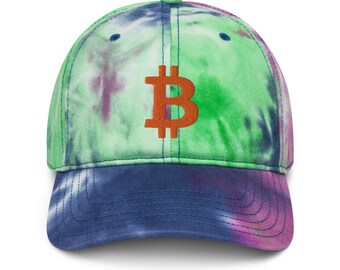 Tie Dye Bitcoin Hat - BTC Adjustable Headwear Colorful Rainbow Crypto