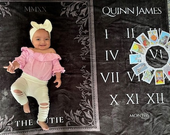 Baroque Tarot Card Baby Milestone Blanket: Custom Name, Velveteen Plush