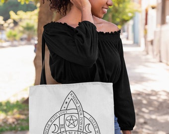 Double-sided There's a Little Witch In All Of Us/ Triquetra Tote Bag