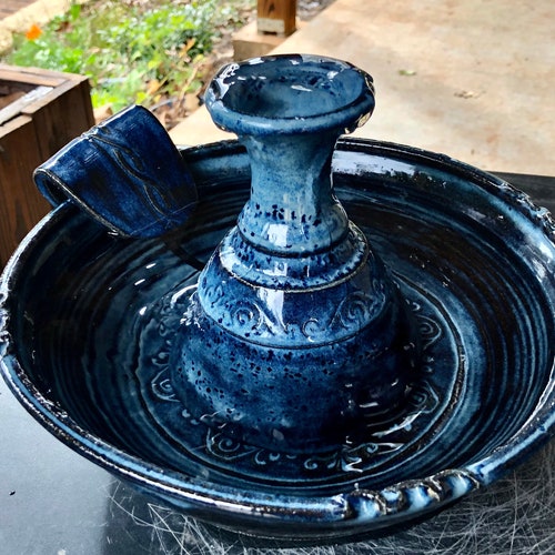 BLUE Ceramic Cat Water Fountain Pet Fountains Water Fountain Etsy