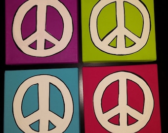 Conjunto de lienzos del signo de la paz de 4-decoración del signo de la paz-decoración hippie