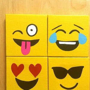 Emoji Mini Magnet Leinwände - Kühlschrank Magnete - Emoji - Emoji Leinwand - Emoji Stocking Stuffer - Zwinker Emoji - Liebe Emoji - Emoji Geschenk
