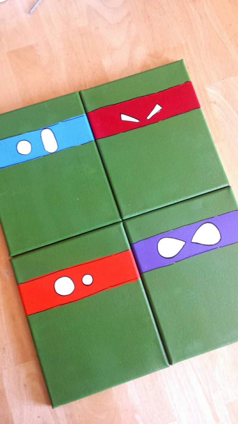 Ninja Turtle Set of 4 Canvas TMNT Decor Ninja Turtle Wall Art TMNT Paintings Etsy