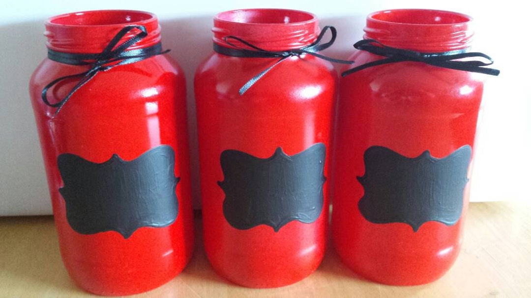 Red Chalkboard Label Jars Chalkboard Label Custom Storage Jars