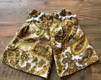 Vintage Kids Cowboy Print Pants - Handmade Wide Leg Palazzo Pant