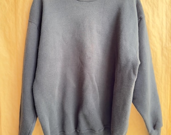 Vintage 90s Jerzees Super Sweats Blank Black Crewneck Sweatshirt | XL | Made in USA |Pullover
