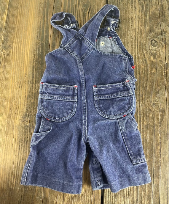 Vintage Infant Blue Denim Overalls - Size 6 Month… - image 2