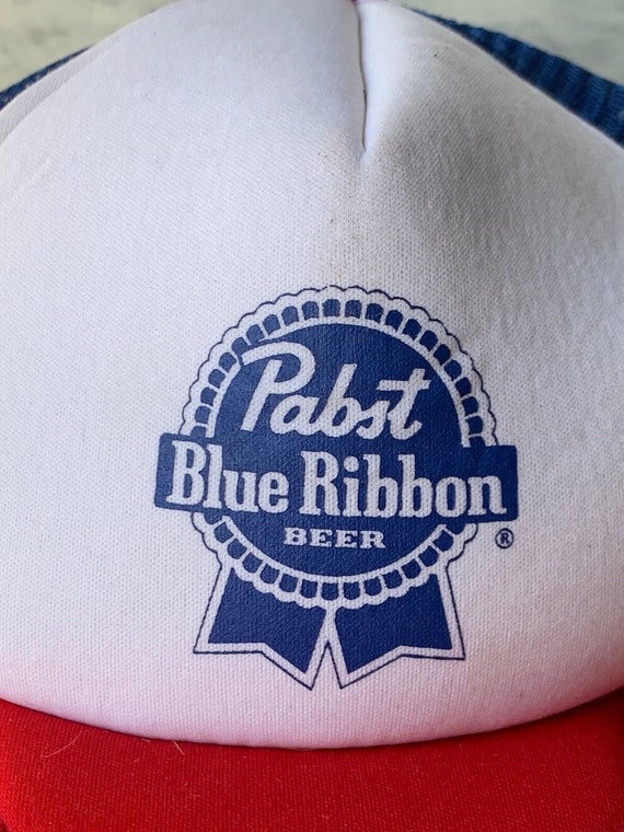 Vintage Pabst Blue Ribbon Trucker Hat- Red White … - image 4