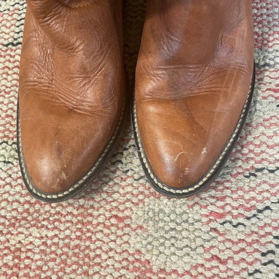 Vintage Brown Leather Children’s Cowboy Boots - S… - image 5