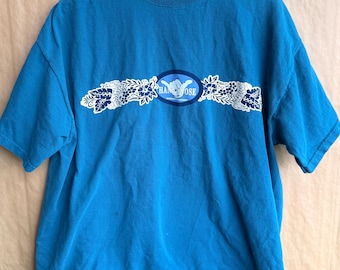Vintage 90s Hang Loose Hawaii T-Shirt | Blue Shaka Surf Graphic Tee | Retro Hawaiian Souvenir Shirt | Size Extra Large