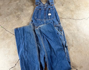 Vintage Blue Denim Big Mac Overalls - Pant - Large - XL - Distressed- Union Made - Square Bak - Traditional - Worn