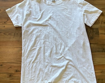 Vintage Single Stitched  T Shirt - Size Large Thin White Tee