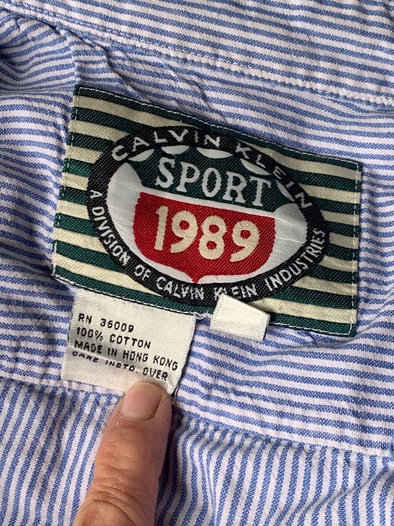 Vintage  Calvin Klein Sport Striped Shirt- Adult … - image 5