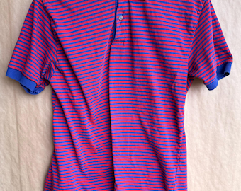 Vintage 80s REI Striped Polo Shirt | Men's XL | Red & Blue Horizontal Stripes | Retro Gorpcore Outdoor Style