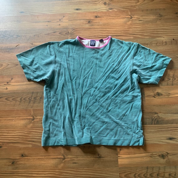 Vintage Gap Ringer Tee-Faded Boxy T Shirt - image 1