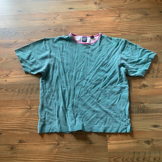 Vintage Gap Ringer Tee-Faded Boxy T Shirt - image 1