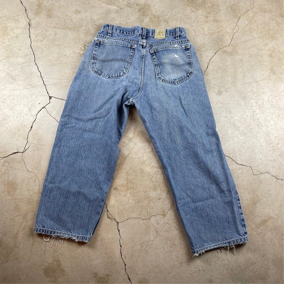 Vintage Size 32 Lee Frayed Hem Jeans Trashed Deni… - image 3