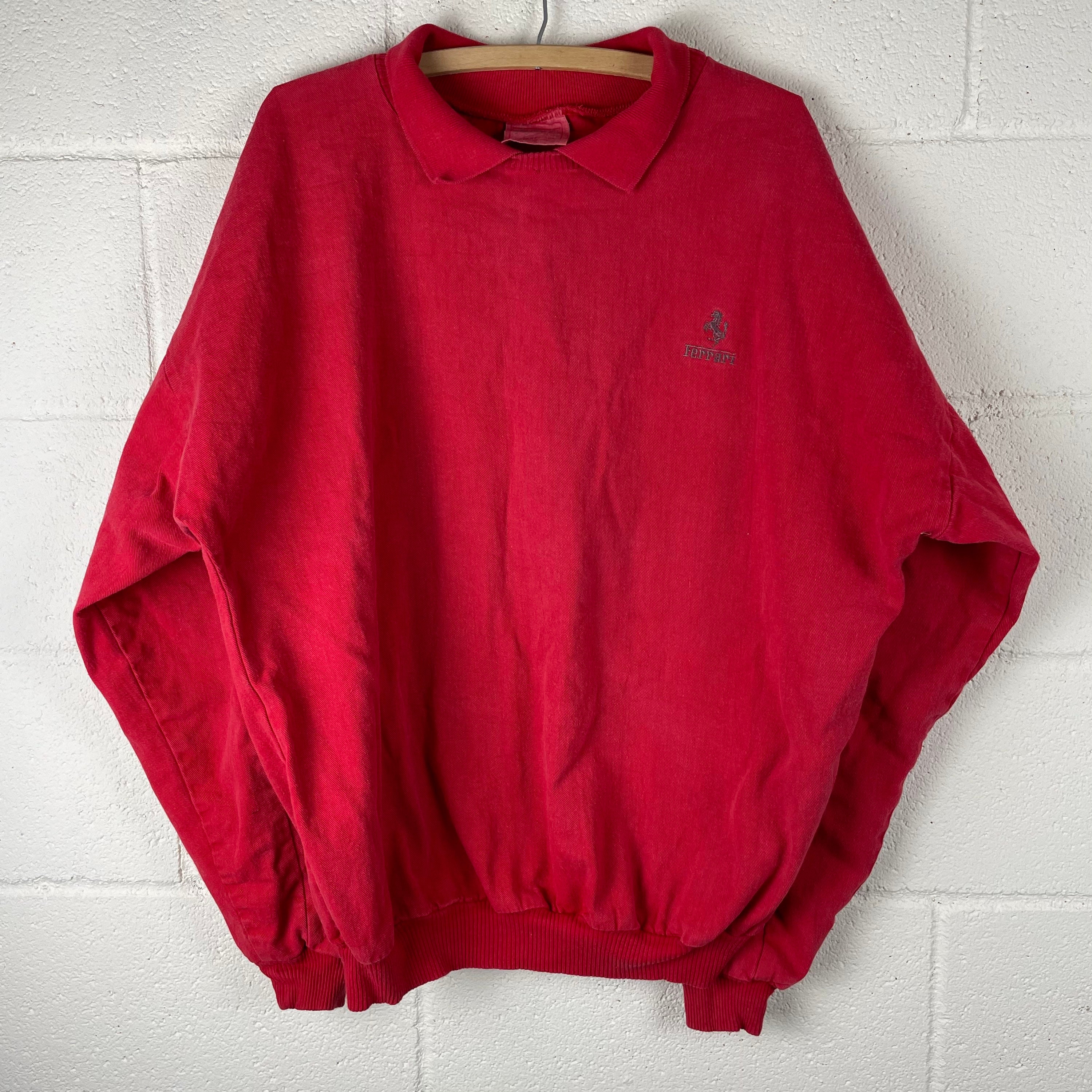 XL Vintage Red Ferrari Pullover Thick Women\u2019s Long Sleeve Sweatshirt Men\u2019s Adult Large Embroidered Ferrari