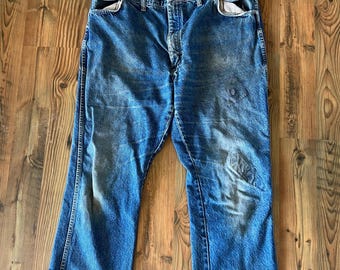 Vintage Size 42 Rustler Denim - Distressed and Repaired Cropped Jeans - Made in the USA