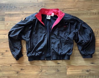 Vintage Nike Jacke - Schwarz und Fuscia Windbreaker - Damen Größe LARGE