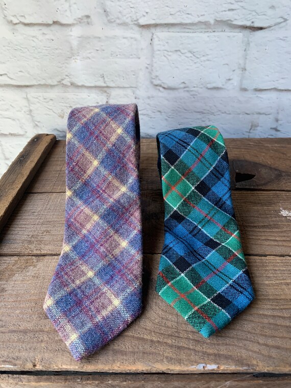 Vintage Wool Necktie - Plaid Tie Men’s furnishings