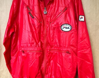Vintage Fila Creativita Nello Sport Italia Windbreaker - Größe XL - Jacke - Rot -