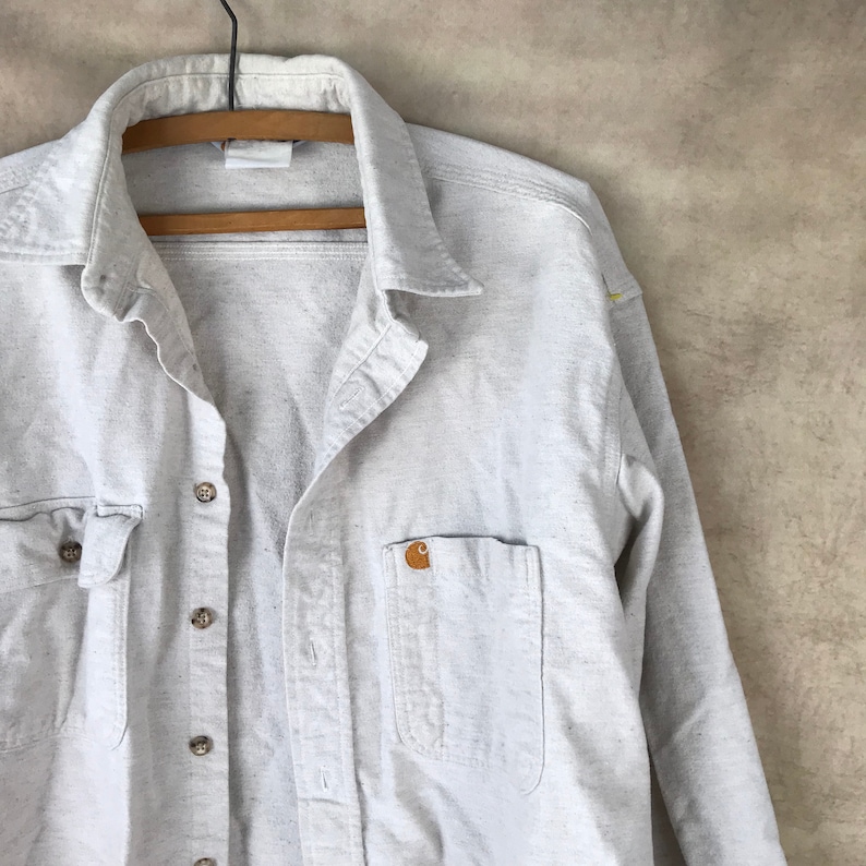 Vintage Beige Button Up Shirt Size Large Flannel Button Up Brown Button down Denim khaki XL Hipster Tan